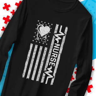 US-amerikanische Flagge Hero Herzkrankenaufwertung T-Shirt