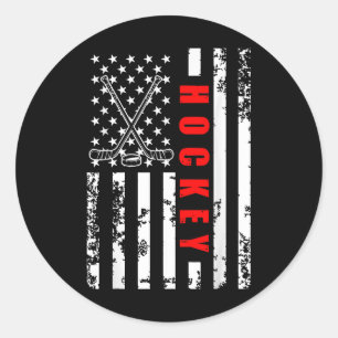Us Amerikanische Flagge Hockey Patriotisch Für Män Runder Aufkleber