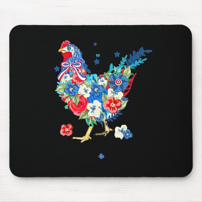 US-amerikanische Flagge Hühnchen Lover 4. Juli Pat Mousepad (Vorne)