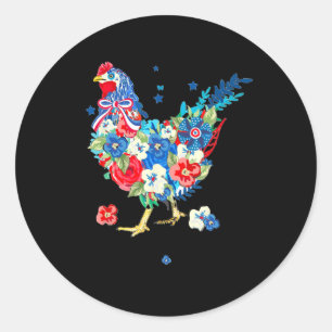 US-amerikanische Flagge Hühnchen Lover 4. Juli Pat Runder Aufkleber