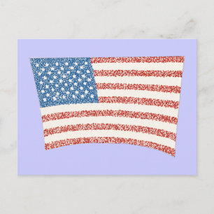 US-amerikanische Flagge im Pointillismus, auf Post Postkarte