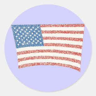 US-amerikanische Flagge in Pointillismus, Aufklebe Runder Aufkleber
