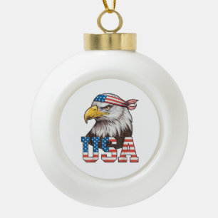 US-amerikanische Flagge Männer Frauen Kinder Weißk Keramik Kugel-Ornament