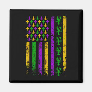 US-amerikanische Flagge Mardi Gras Crawfish Vintag Magnet