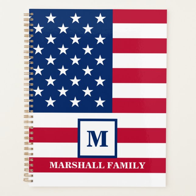 US-amerikanische Flagge Maßgeschneiderte Monogramm Planer (Vorderseite)