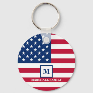US-amerikanische Flagge Maßgeschneiderte Monogramm Schlüsselanhänger