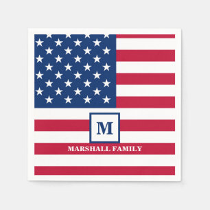 US-amerikanische Flagge Maßgeschneiderte Monogramm Serviette