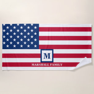 US-amerikanische Flagge Maßgeschneiderte Monogramm Strandtuch