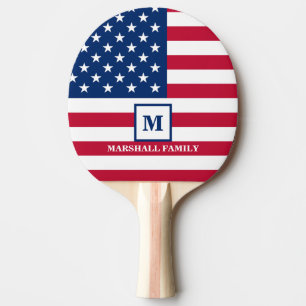 US-amerikanische Flagge Maßgeschneiderte Monogramm Tischtennis Schläger