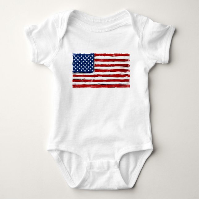 US-amerikanische Flagge Militärbaby-Shirt ein Stüc Baby Strampler (Vorderseite)