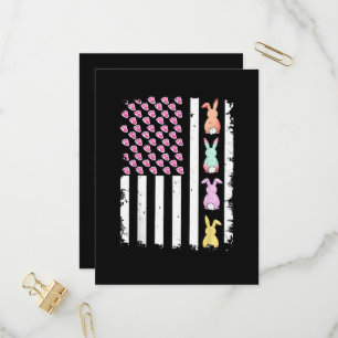 US-amerikanische Flagge mit Hase für Ostern Einladungspostkarte