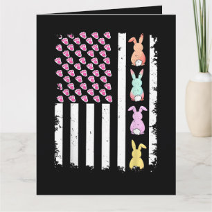 US-amerikanische Flagge mit Hase für Ostern Karte