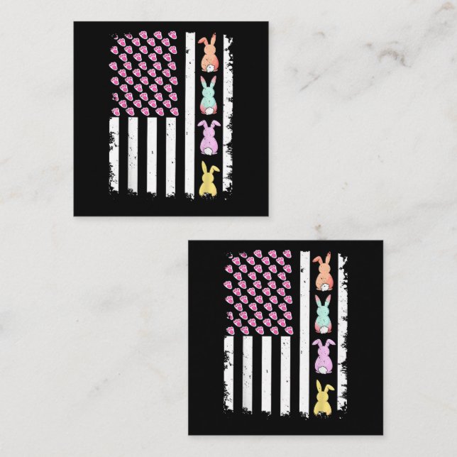US-amerikanische Flagge mit Hase für Ostern Mitteilungskarte (Vorne/Hinten)