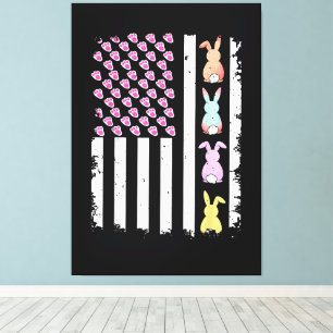 US-amerikanische Flagge mit Hase für Ostersonntag Leinwanddruck