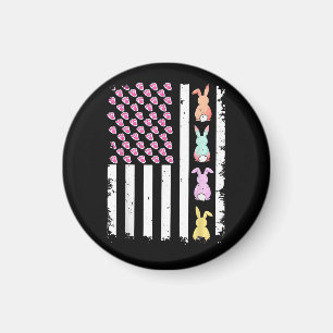 US-amerikanische Flagge mit Hase für Ostersonntag Magnet