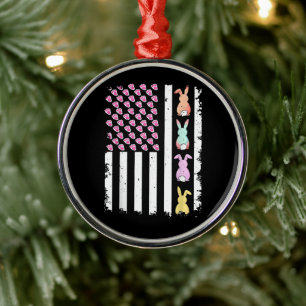 US-amerikanische Flagge mit Hase für Ostersonntag Ornament Aus Metall
