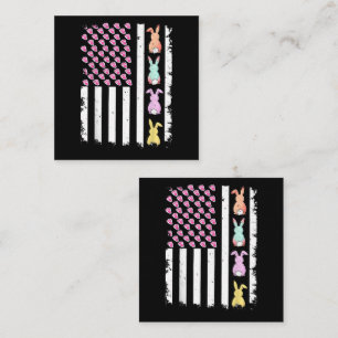 US-amerikanische Flagge mit Hase für Ostersonntag Quadratische Visitenkarte