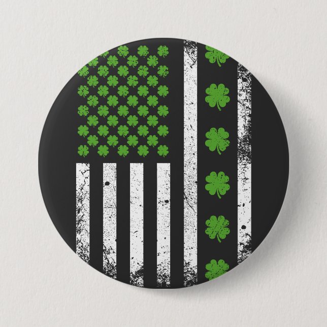 US-amerikanische Flagge mit Kleeblätter Runde Button (Vorderseite)