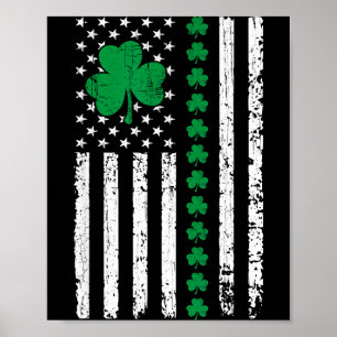 Us-amerikanische Flagge mit Kleeblättern für St. P Poster