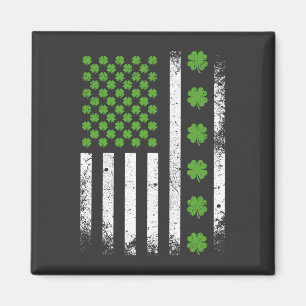 US-amerikanische Flagge mit Kleeblatts Square Magnet