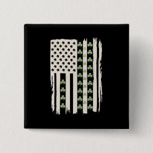 US-amerikanische Flagge mit Shamrocks für St. Patr Button