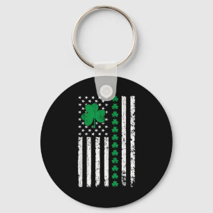 Us-amerikanische Flagge mit Shamrocks für St. Patr Schlüsselanhänger