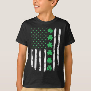 Us-amerikanische Flagge mit Shamrocks für St. Patr T-Shirt
