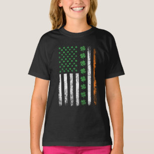 US-amerikanische Flagge mit Shamrocks St Patricks T-Shirt