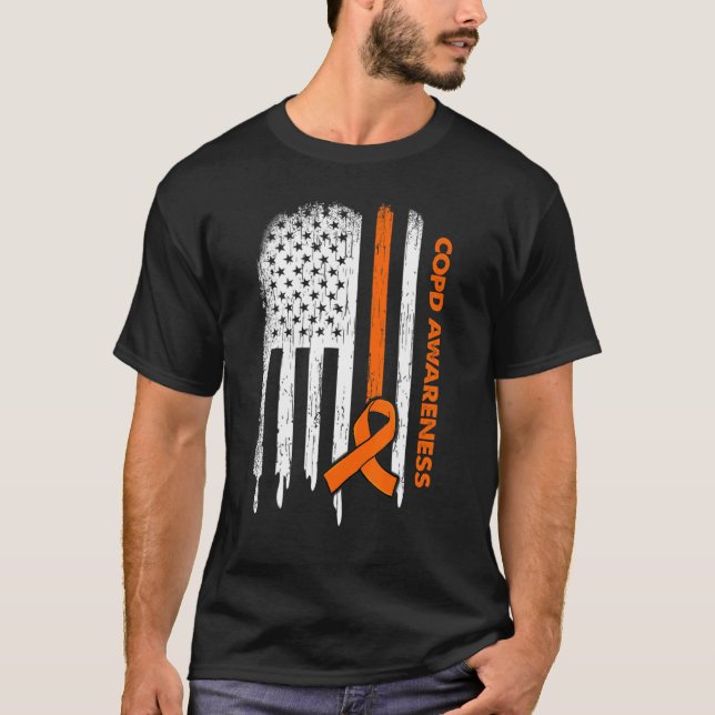 US-amerikanische Flagge Orange Ribbon Copd Awarene T-Shirt (Vorderseite)