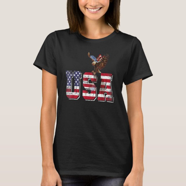 US amerikanische Flagge Patriotic 4. Juli Bald Ea T-Shirt (Vorderseite)