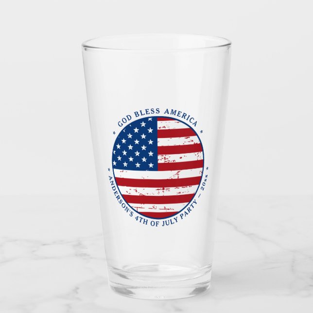 US-amerikanische Flagge Personalisiert Red White B Glas (Vorderseite)