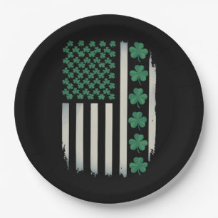 US-amerikanische Flagge Shamrocks St Patricks Day Pappteller