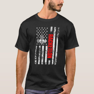 US-amerikanische Flagge Sport Patriotischer Racket T-Shirt
