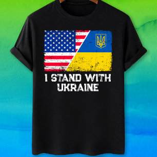 US-amerikanische Flagge Ukraine Ukraine Ich stehe  T-Shirt