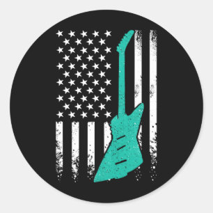 US-amerikanische Flagge Vintag Electric Rock Guita Runder Aufkleber