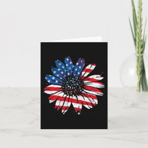 US-amerikanische Flagge Vintag Sonnenblumen Happy  Karte