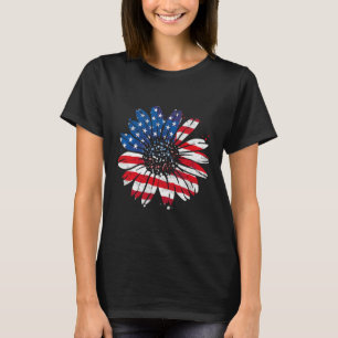 US-amerikanische Flagge Vintag Sonnenblumen Happy  T-Shirt