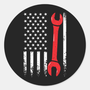 US-amerikanische Flagge Vintage Mechanische Schlüs Runder Aufkleber