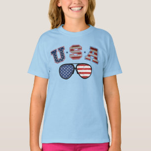 US-amerikanische Flaggensonnenbrille Veteran 4. Ju T-Shirt