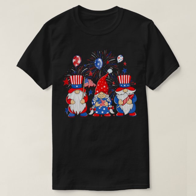US-amerikanische Gnome 4. Juli Unabhängigkeit für  T-Shirt (Design vorne)