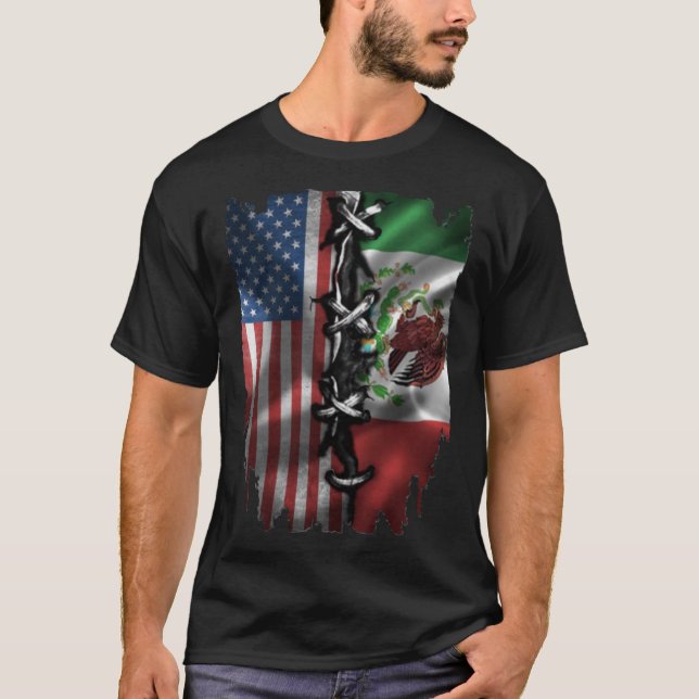 US-amerikanische mexikanische Flagge T-Shirt (Vorderseite)