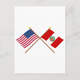 US-amerikanische und peruanische Flagge Postkarte