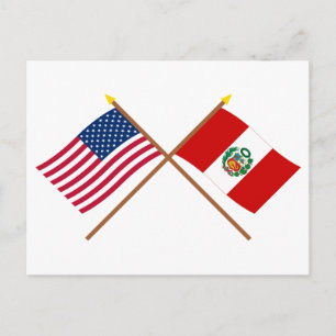 US-amerikanische und peruanische Flagge Postkarte
