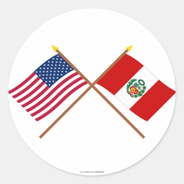 US-amerikanische und peruanische Flagge Runder Aufkleber (Vorderseite)