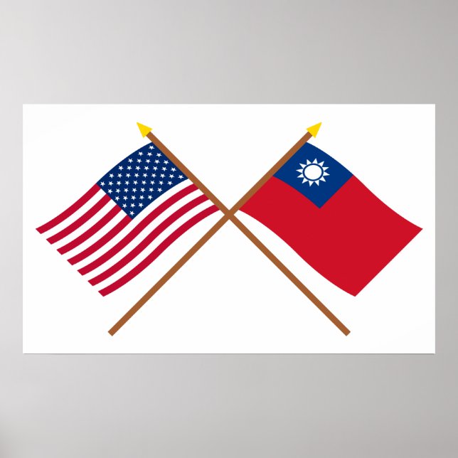 US-amerikanische und taiwanesische Grenzflaggen Poster (Vorne)