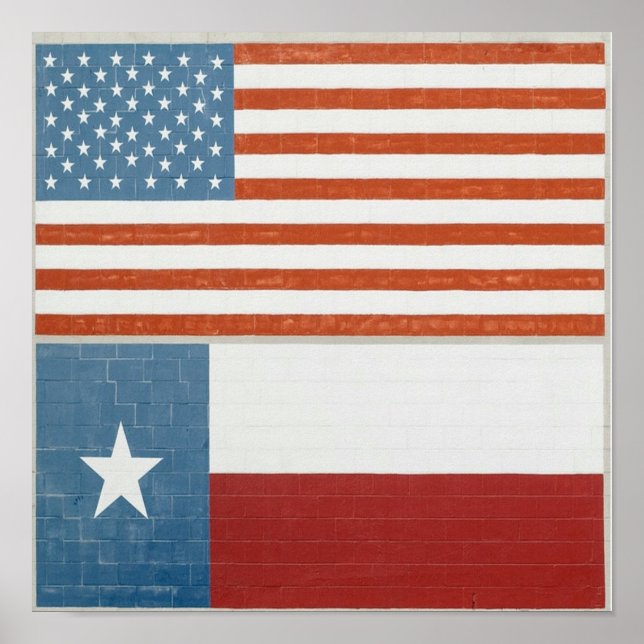 US-amerikanische und texanische Flagge USA Rot Wei Poster (Vorne)