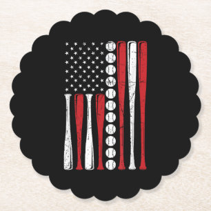 US-amerikanische Vintage-Baseballflagge zum 4. Jul Untersetzer