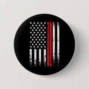 US-amerikanischer Flag Retro Music Drummer Drum St Button
