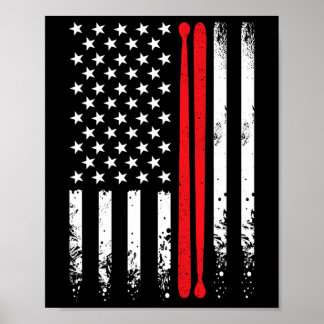 US-amerikanischer Flag Retro Music Drummer Drum St Poster