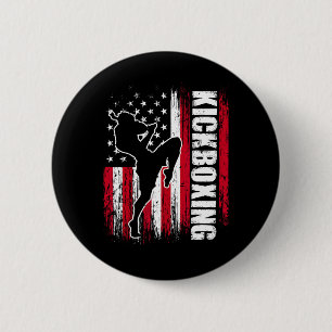 Us-amerikanischer Flagge Kickboxen Fighter Kickbox Button